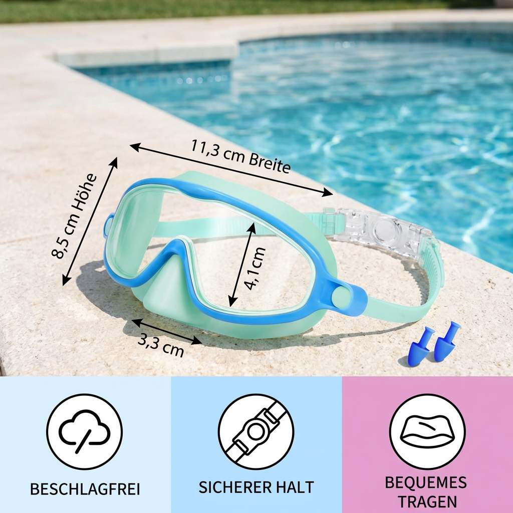 Robuste Kinder Taucherbrille für Pool und Schwimmunterricht, mit Anti-Beschlag-Schutz.