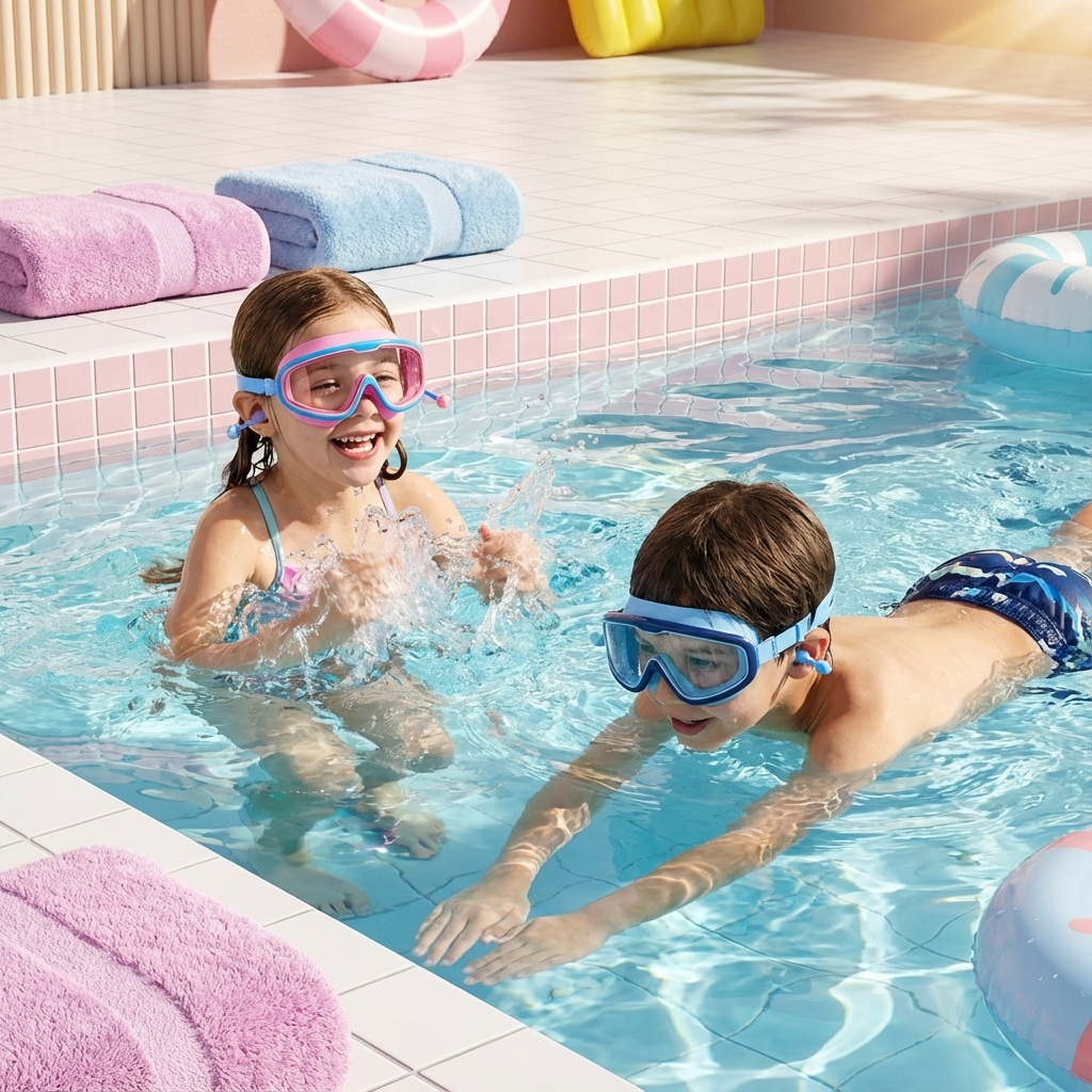Kinder Schwimmbrille mit Weitsicht & Anti-Beschlag für endlosen Badespaß und sicheres Schwimmen.