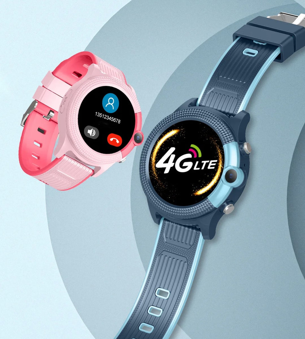 Rosa Kinder-Smartwatch mit präzisem GPS-Tracking, Anruffunktion und SOS für sicheren Alltag.