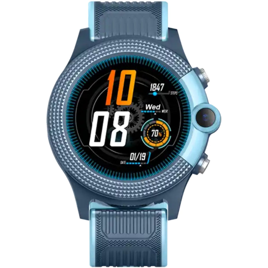 Sichere blaue Kinder-Smartwatch mit Kamera, GPS-Ortung und Anruffunktion für Notfälle.