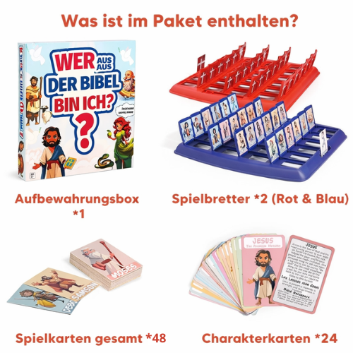 Pädagogisches Bibel-Ratespiel für Grundschulkinder. Quizspiel zum Kennenlernen wichtiger biblischer Persönlichkeiten.
