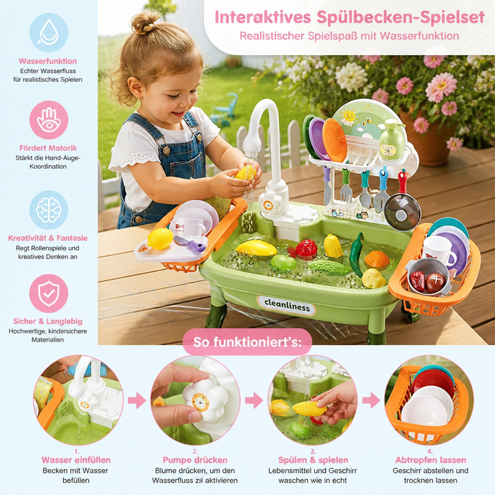 Sommerspielzeug: Kinderküche mit Wasserfunktion; perfekt für Garten-Rollenspiele & Outdoor-Spielspaß.