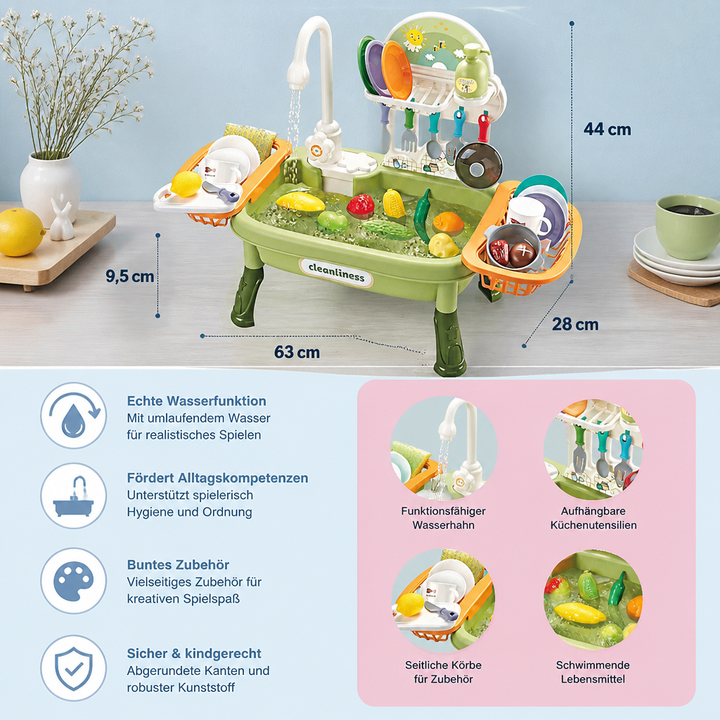 Tolle Kinderküche als Sommerspielzeug mit Wasserfunktion; ideale Geschenkidee für fantasievolle Rollenspiele.