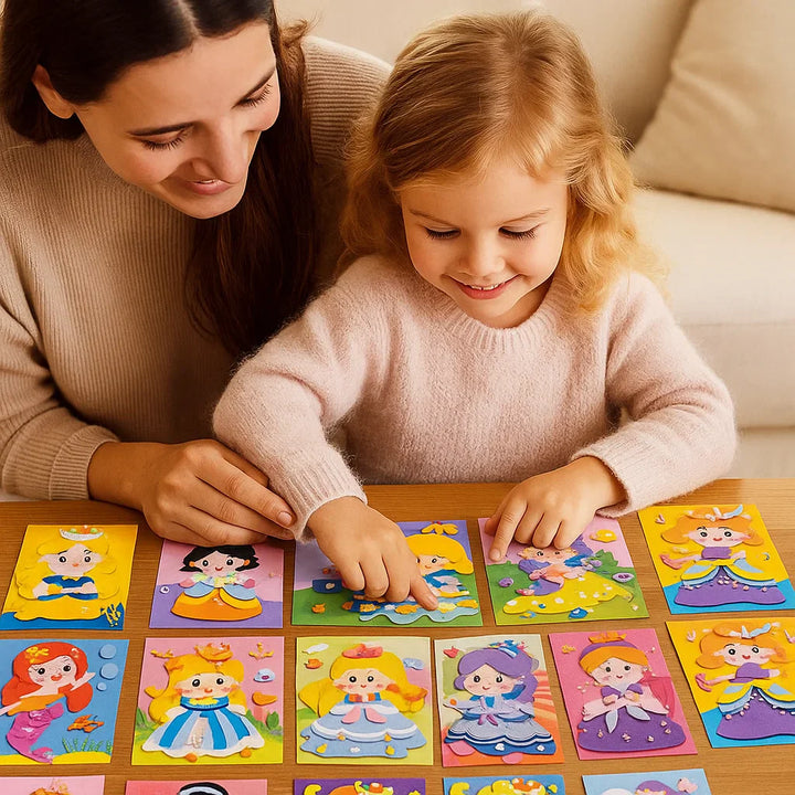 Buntes Sticker Bastelset für Kinder, fördert Kreativität und Geschicklichkeit. Mit vielen Motiven.