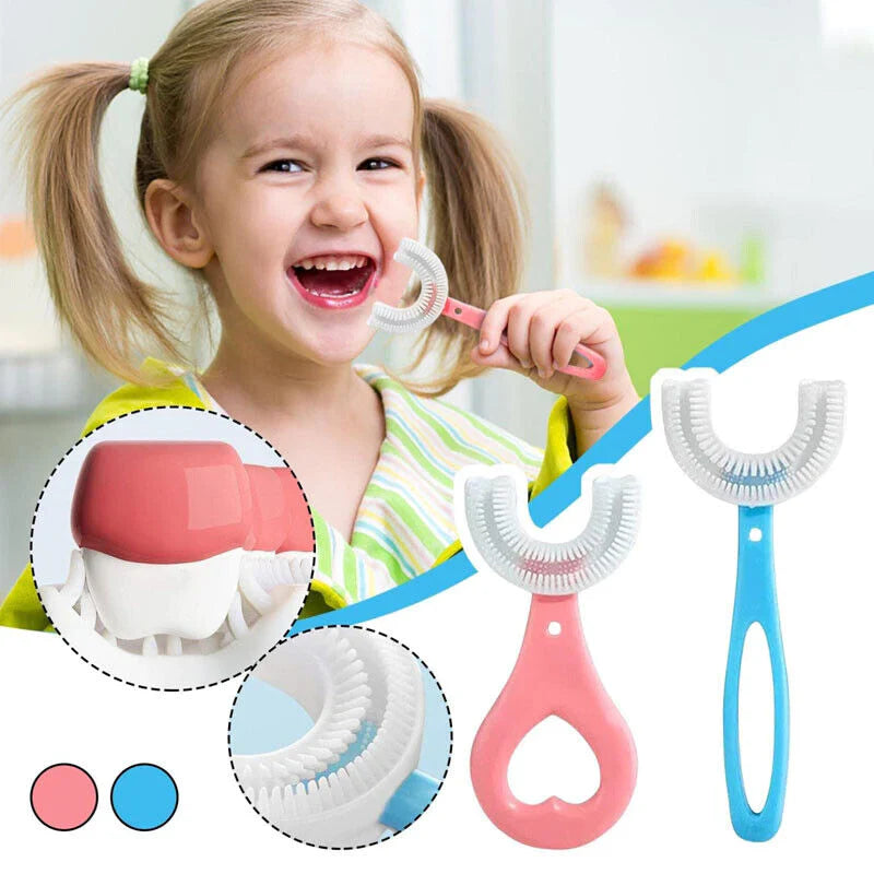 Kinder U-Zahnbürste für spielerische Zahnpflege bei Kleinkindern. Ergonomisch, leicht zu halten für kleine Hände.