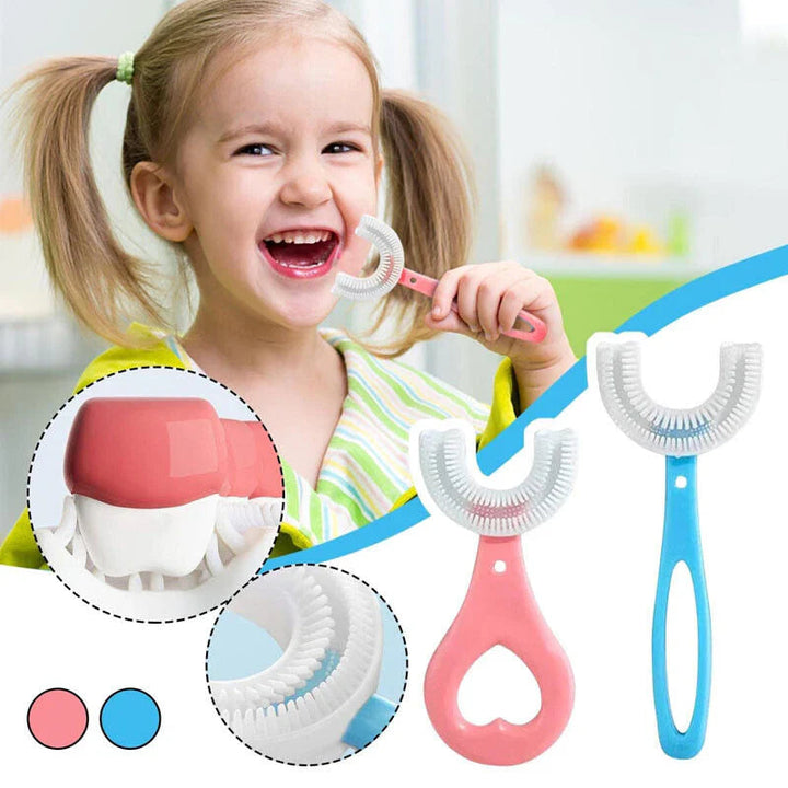 Kinder U-Zahnbürste für spielerische Zahnpflege bei Kleinkindern. Ergonomisch, leicht zu halten für kleine Hände.