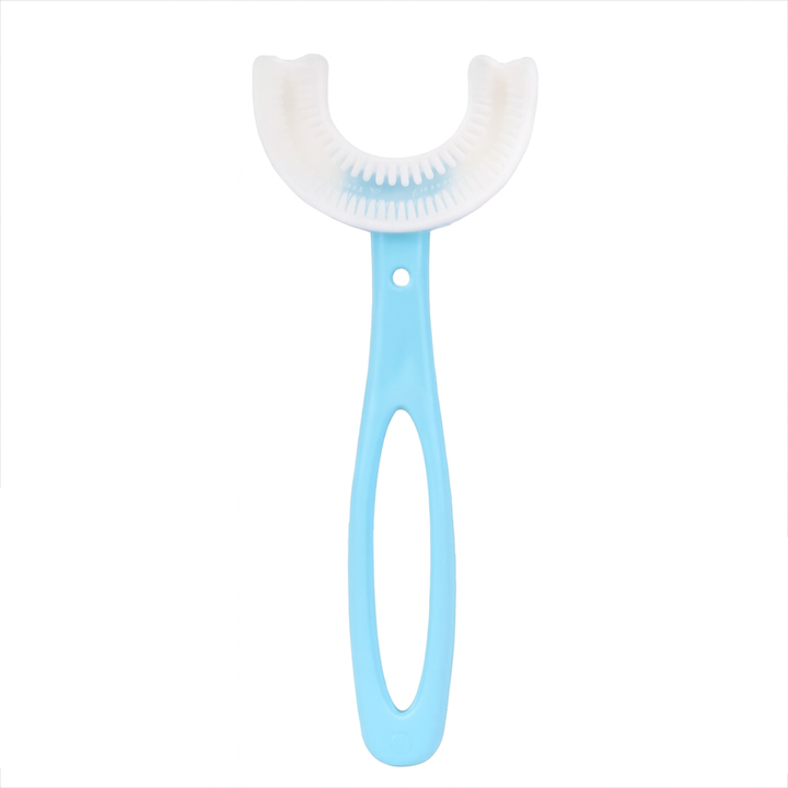 Innovative U-Form Kinderzahnbürste mit weichen Borsten für effiziente, schnelle und sanfte Zahnpflege.