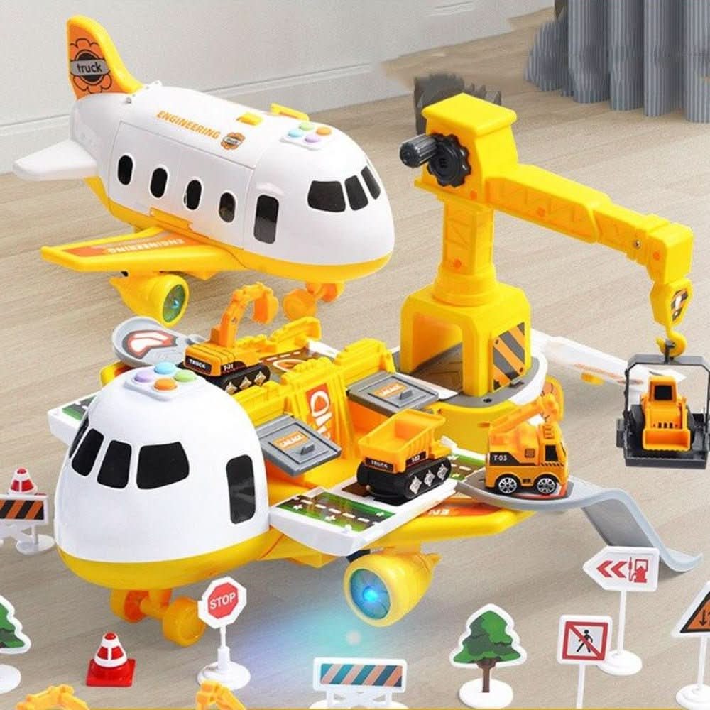 Diverse kleine Fahrzeuge wie Auto & LKW aus dem Abenteuer-Spielset für Kinder.