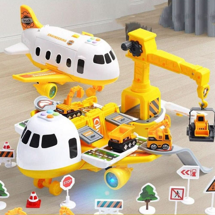 Diverse kleine Fahrzeuge wie Auto & LKW aus dem Abenteuer-Spielset für Kinder.