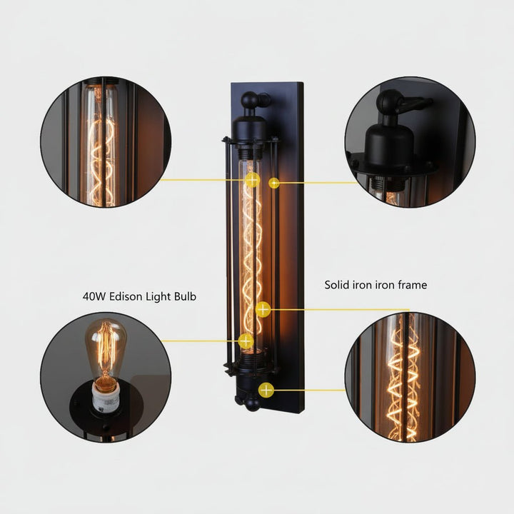 Industrielle Vintage-Optik LED-Wandlampe, dekoratives Stimmungslicht für den Flur.