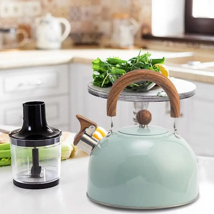Moderner schwarzer 3L-Pfeifkessel, Edelstahl-Wasserkocher mit Design für Küche, Kaffee & Tee.