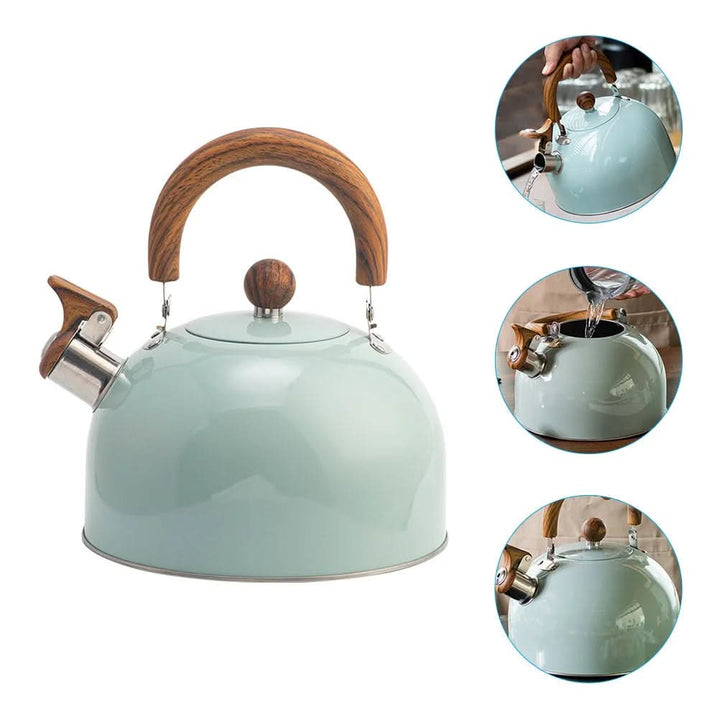 Stilvoller weißer 3L-Pfeifkessel, klassischer Edelstahl-Wasserkocher für Tee, Kaffee & Kochbereich.