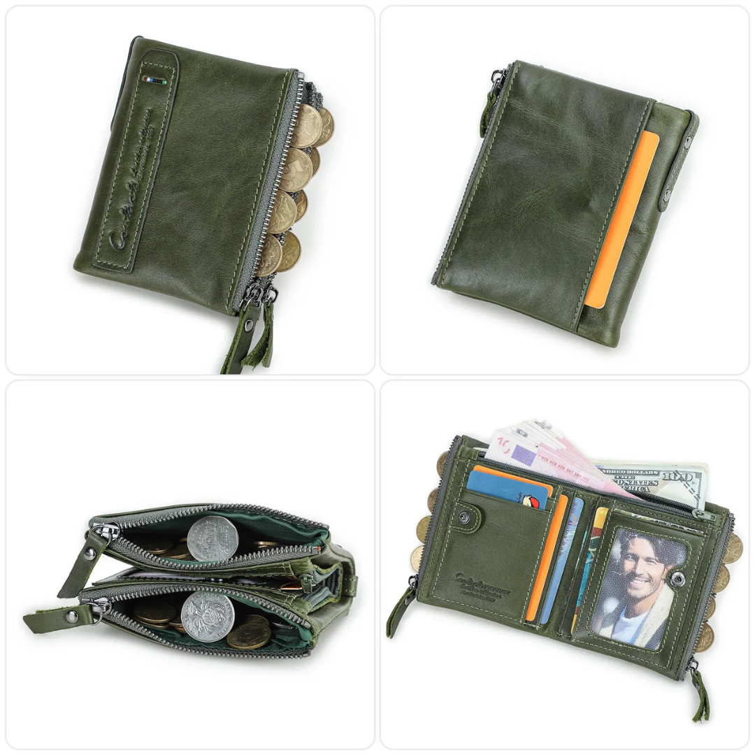 Modernes Unisex-Accessoire: kleines Portemonnaie mit Doppel-Reißverschlussdesign für jede Tasche.