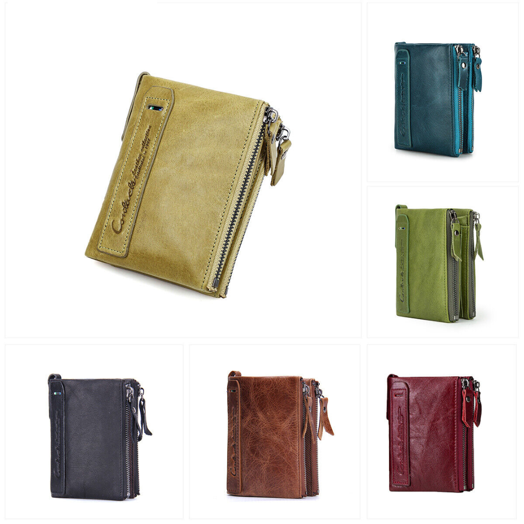 Organizer-Portemonnaie Unisex, klein, mit Doppelreißverschluss für Karten und Kleingeld.