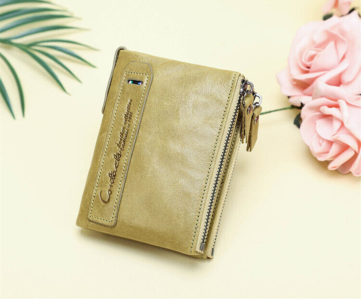Unisex-Geldbörse mit zwei Reißverschlüssen, klein & praktisch, für alltägliche Nutzung als Accessoire.