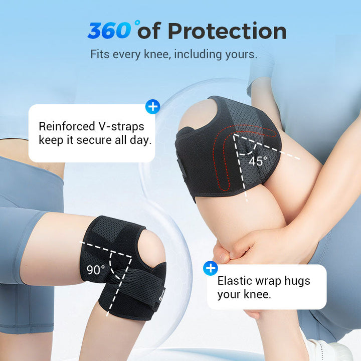 Sport-Kniebandage: verstellbar, atmungsaktiv, bietet Schutz und Entlastung für das Kniegelenk bei Aktivität.