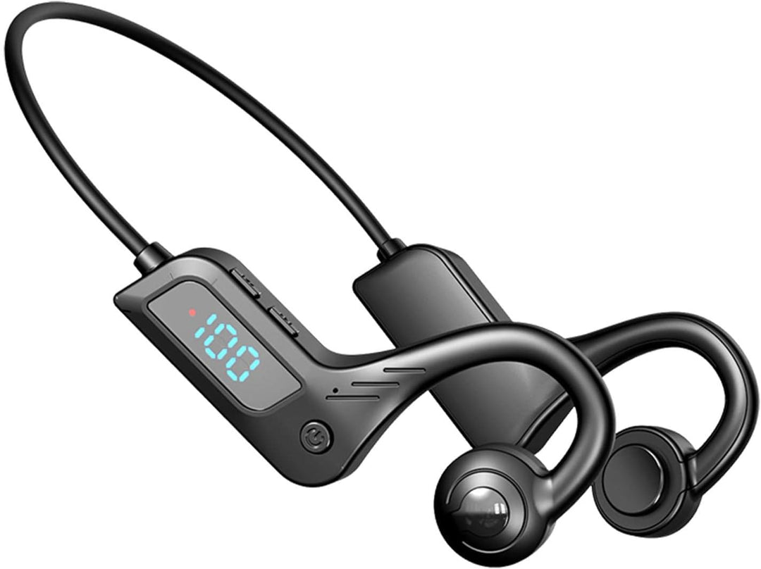 Knochenleitende Open-Ear Bluetooth Kopfhörer, ideal für Sport & Alltag, bieten sicheren Halt & Umgebungsbewusstsein.