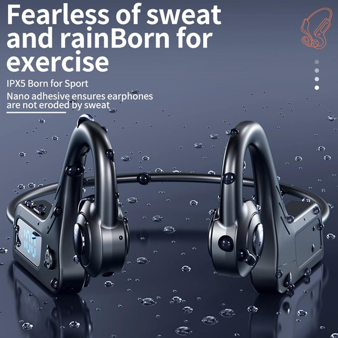 Moderne Open-Ear Bluetooth Kopfhörer mit Knochenleitung, perfekt für Musikgenuss im Büro, zuhause & beim Sport.