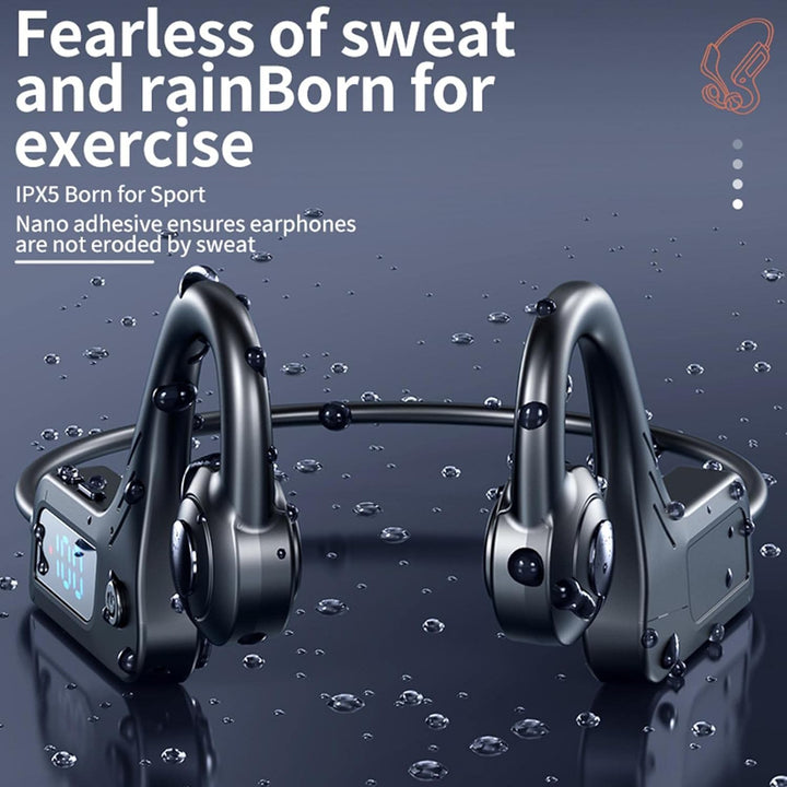 Moderne Open-Ear Bluetooth Kopfhörer mit Knochenleitung, perfekt für Musikgenuss im Büro, zuhause & beim Sport.