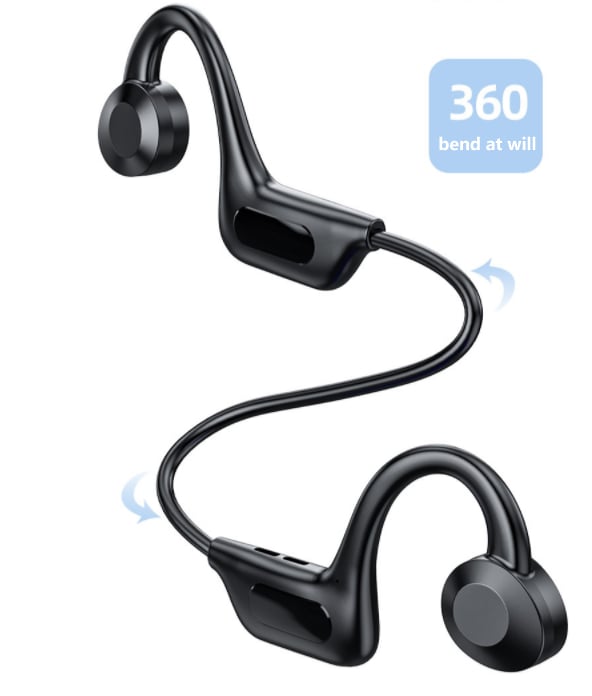 Bluetooth Knochenleitung Kopfhörer mit Freisprechfunktion, ideal für Sport und sichere Umgebungsgeräusche.