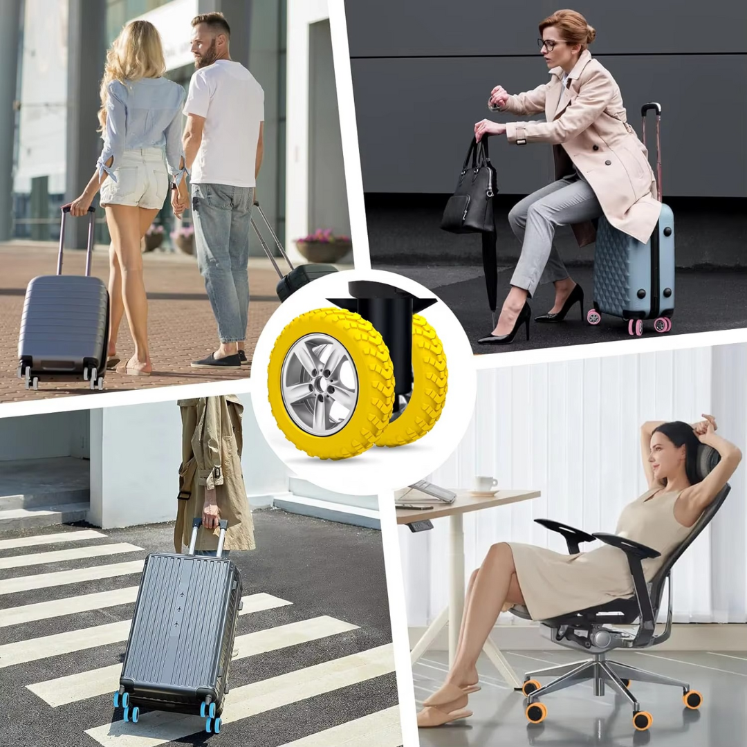 Koffer-Upgrade: Farbiger Rollenschutz für Reisetaschen, schützt & verleiht individuellen Stil.