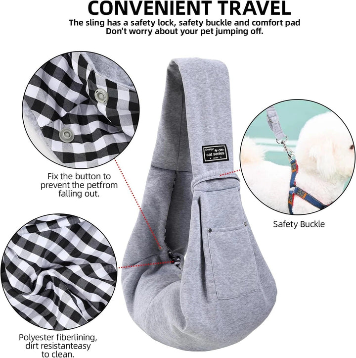 Moderne Baumwoll-Hundetasche, Innenansicht mit weichem Kissen. Bietet Komfort und Sicherheit für Kleinhunde.