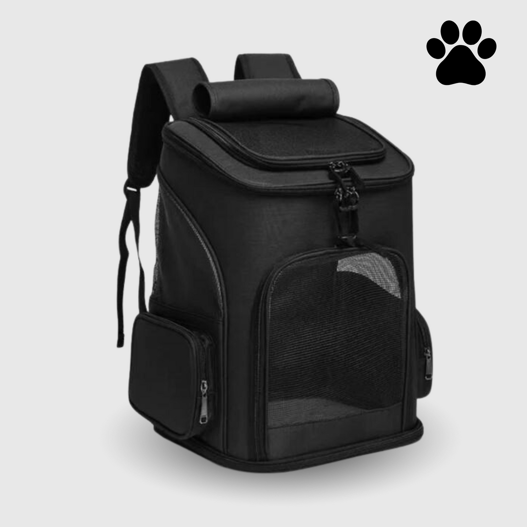 Stilvoller grauer Katzenrucksack mit Belüftung für entspannte Reisen; ideal als Katzentransportbox.