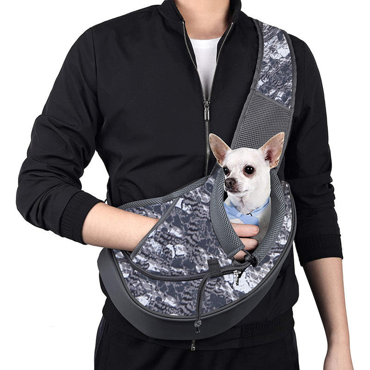 Ergonomische Haustier Tragetasche als Tragesling für Hunde & Katzen mit Handyfach. Ideal für Reise & Komfort.