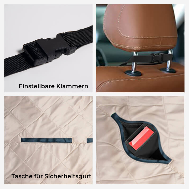 Komfortabler Hundeautositz für kleine bis mittelgroße Hunde; schützt Rücksitz vor Schmutz & Haaren.