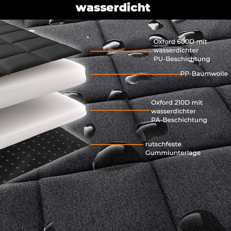 Sicherer Hundeautositz, auch als Rücksitzschutz nutzbar, für entspannte Autofahrten mit Haustier.