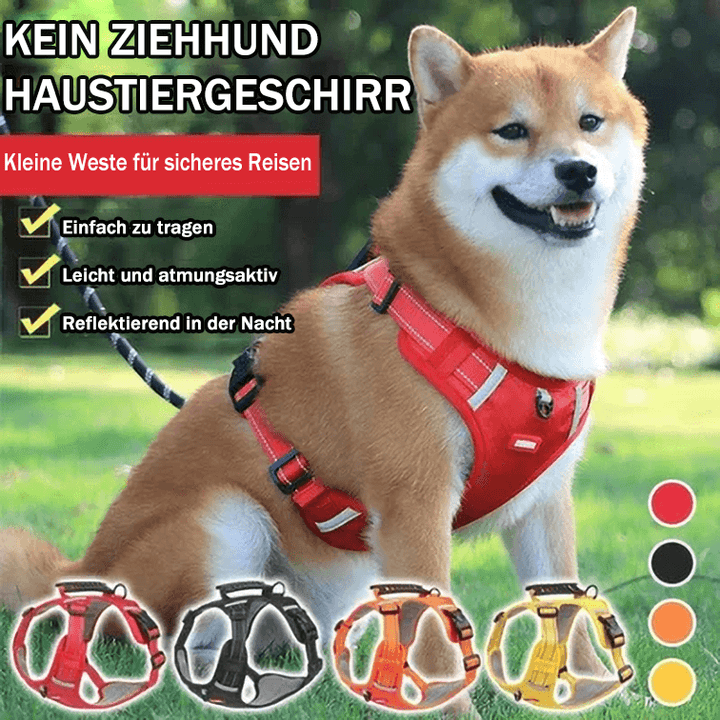 Reflektierendes Sicherheits-Hundegeschirr für Dunkelheit. Strapazierfähig, kein Zug, ergonomisch, für Haustiere.