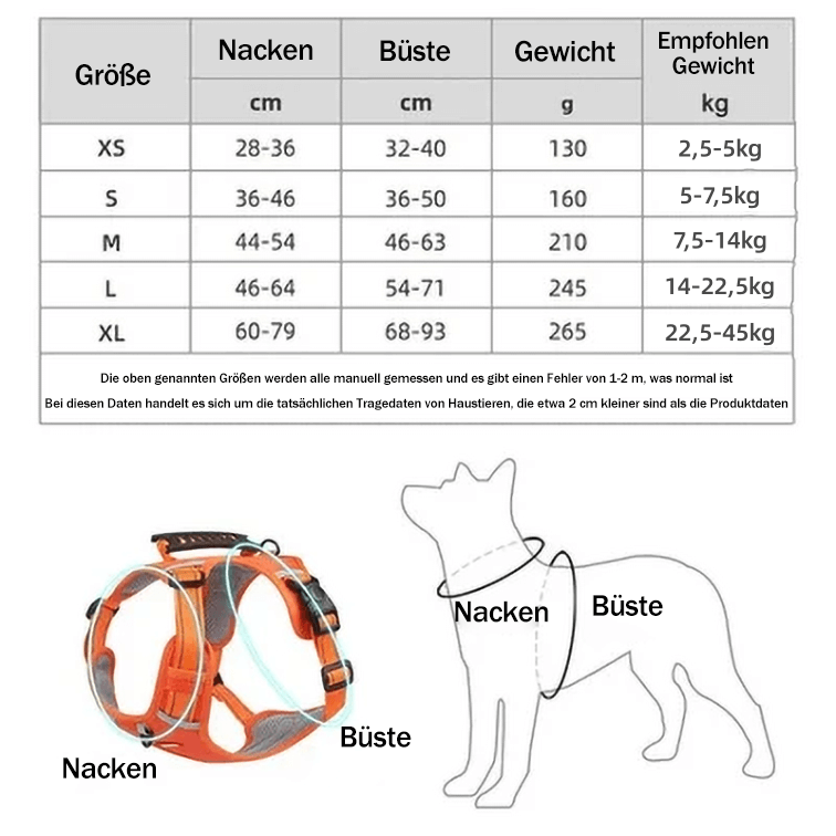 Strapazierfähiges Outdoor-Hundegeschirr. Reflektierend, kein Zug, mit weicher Polsterung für Komfort beim Abenteuer.