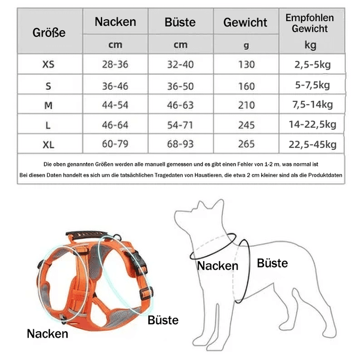 Strapazierfähiges Outdoor-Hundegeschirr. Reflektierend, kein Zug, mit weicher Polsterung für Komfort beim Abenteuer.