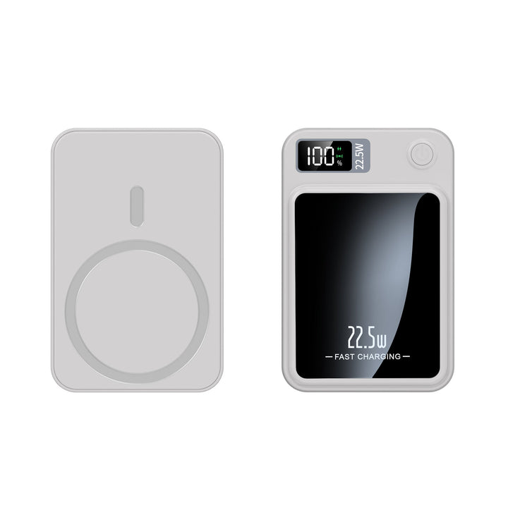 Kompakte 20000mAh Powerbank mit Qi Schnellladefunktion für Smartphones und Mobilgeräte.