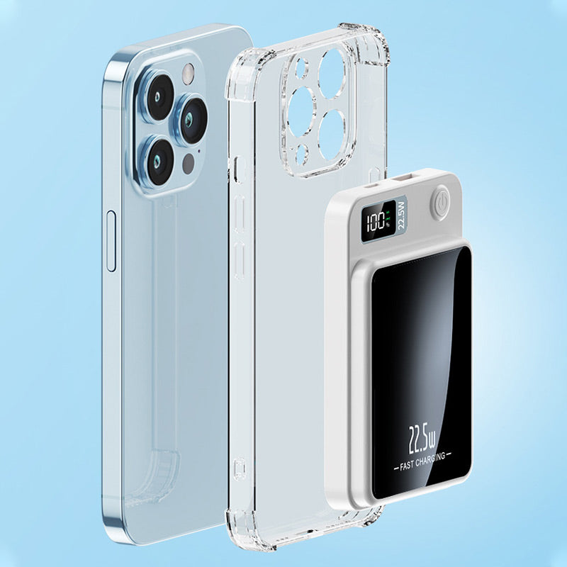 Tragbarer 20000mAh externer Akku mit Qi Schnellladung, ideal für Reisen & unterwegs.