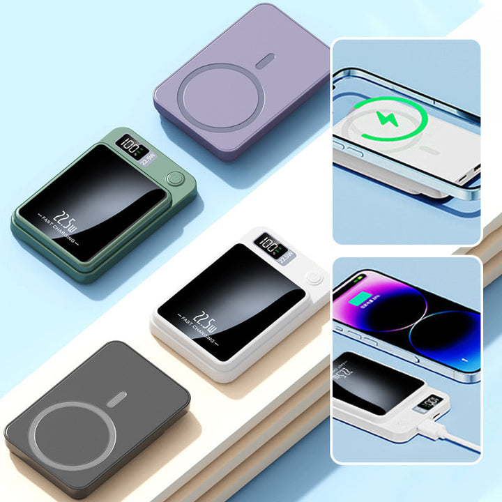 Elegante 20000mAh Powerbank mit Qi für kabelloses Schnellladen Ihrer Mobilgeräte.