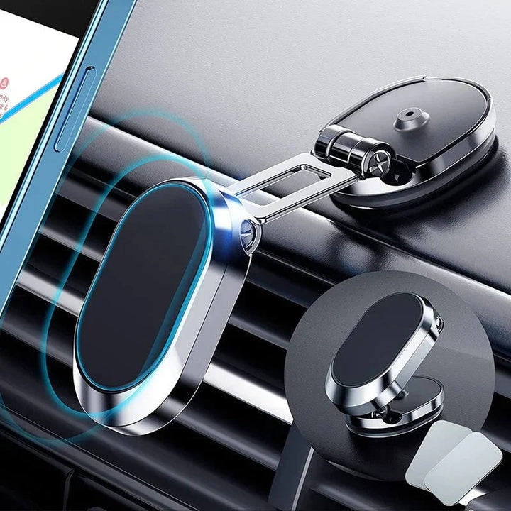 Robuste magnetische KFZ-Smartphonehalterung mit 360-Grad-Drehung für einfache Nutzung und sicheres Fahren.