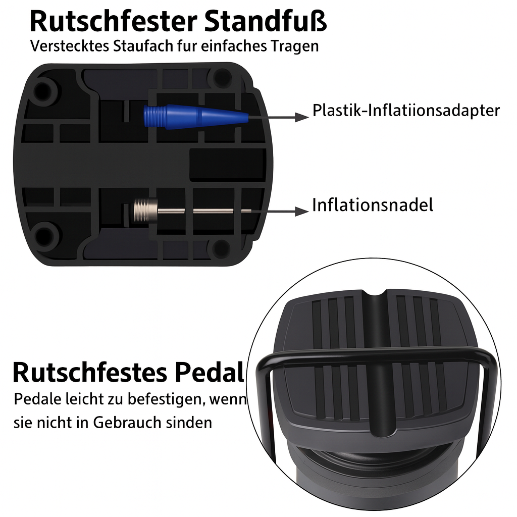Universelle Outdoor-Fußpumpe mit Manometer für Fahrräder, Autos, Bälle & aufblasbares Zubehör.