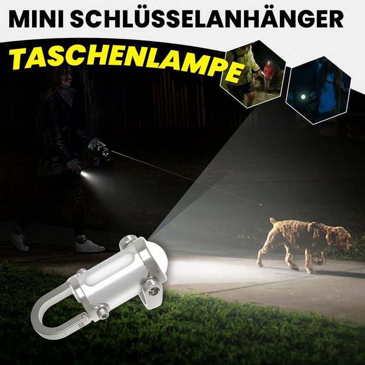 Kompakte LED Schlüsselanhänger Taschenlampe, robust & wasserdicht, ideal für EDC & Notfälle.