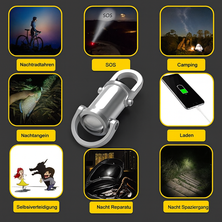 Tragbare LED Schlüsselanhänger Taschenlampe, extrem hell, wasserdicht, ideal für jedes Abenteuer.