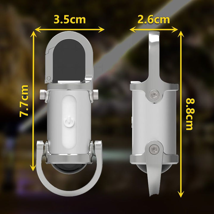 Vielseitige Schlüsselanhänger Lampe, kompakt, wasserdicht, mit Powerbank Funktion.
