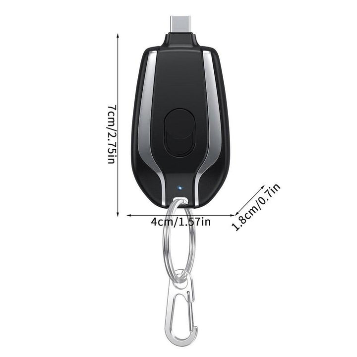 PocketCharge™ Mini Powerbank als Schlüsselanhänger. Ultra-kompaktes Ladegerät für Smartphones, immer griffbereit.