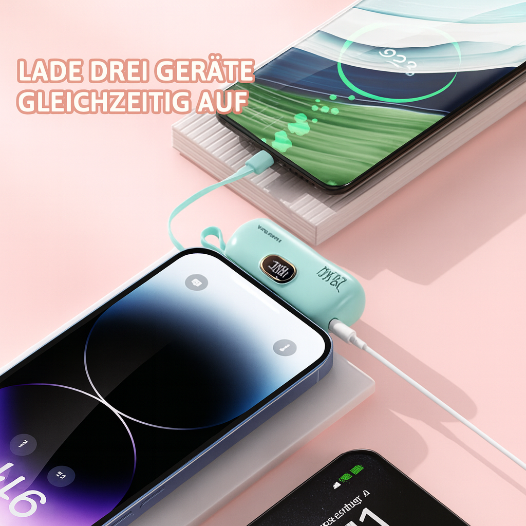Powerbank mit Schnellladung Technologie. Dieses mobile Akkupack lädt Smartphone & Tablet effizient.
