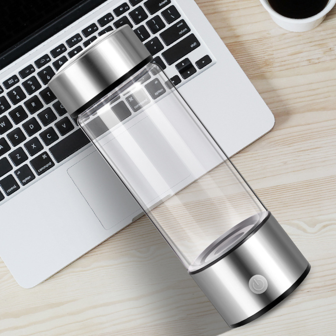 Hochwertige Glas-Wasserstoffflasche mit USB-Ladefunktion für angereichertes Trinkwasser und Wohlbefinden.