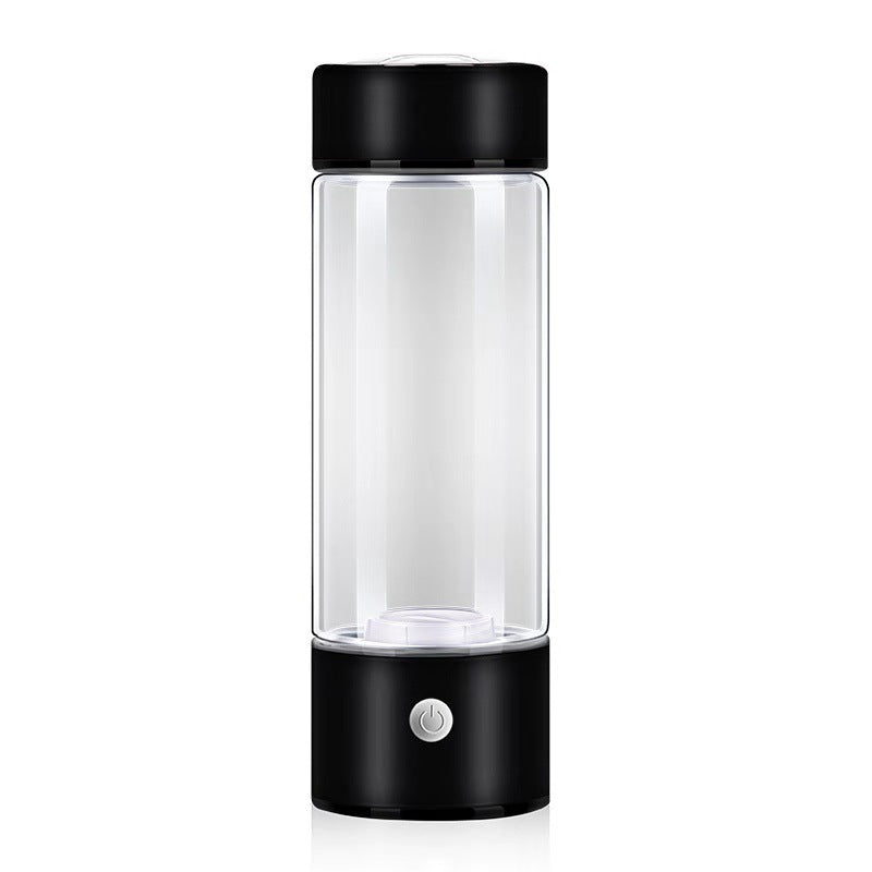 Wellness Wasserstoff-Trinkflasche aus Glas, USB-aufladbar, für gesunde Hydration im Büro und beim Sport.