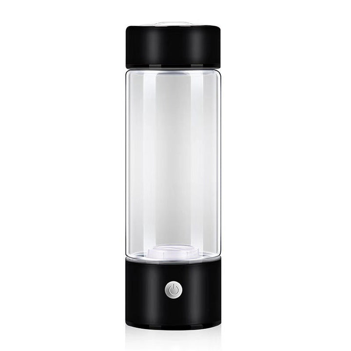 Wellness Wasserstoff-Trinkflasche aus Glas, USB-aufladbar, für gesunde Hydration im Büro und beim Sport.