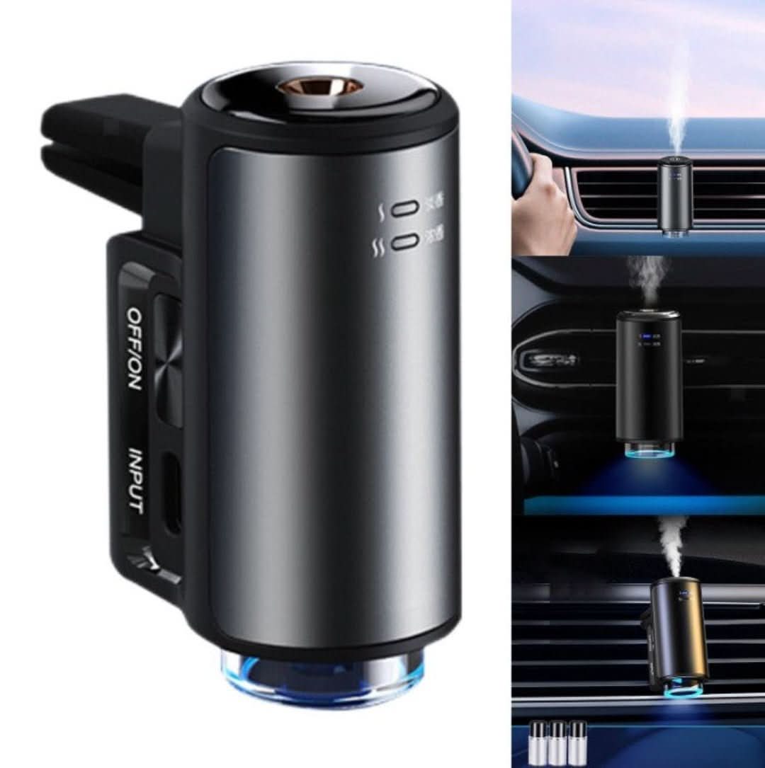 Der Auto-Diffuser AromaDrive aus der Seitenansicht, perfekt als Lufterfrischer & Autozubehör für Wohlbefinden.