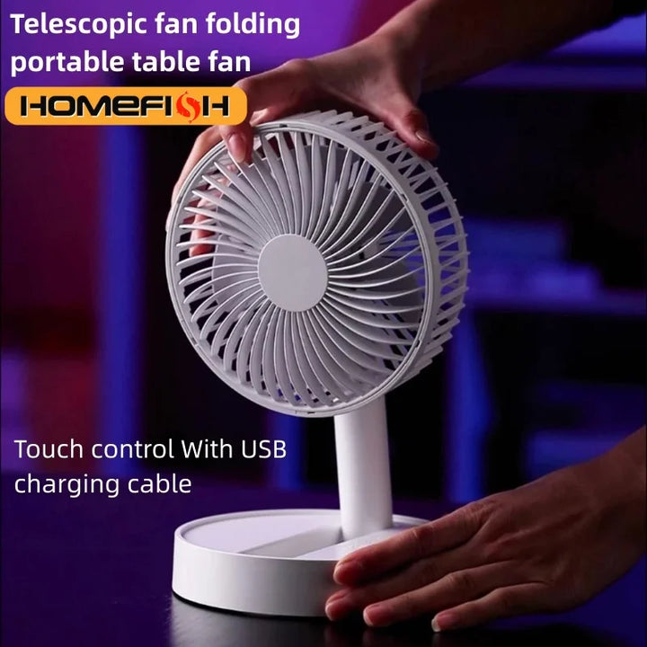 Kompakter, faltbarer USB-Ventilator, ideal für Reisen & Büro. Leiser Akku-Lüfter mit starker Kühlung für den Sommer.