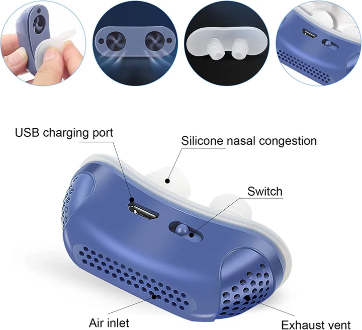 Mikro-CPAP Anti-Schnarch-Gerät aus weichem Silikongel, optimiert für komfortable Atemhilfe & erholsamen Schlaf.