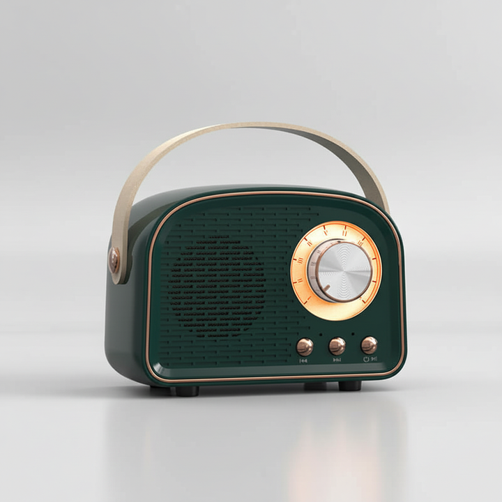 Retro Bluetooth Lautsprecher TuneHaven im stylischen Design, ideal für kabellosen Musikgenuss überall.